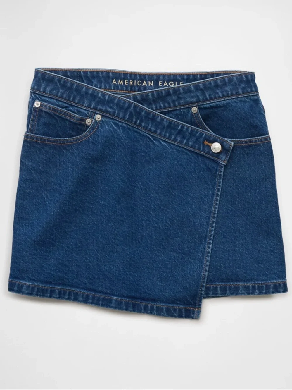 American Eagle Crossover Mini‎ Skirt Medium Blue Denim 18 NWT